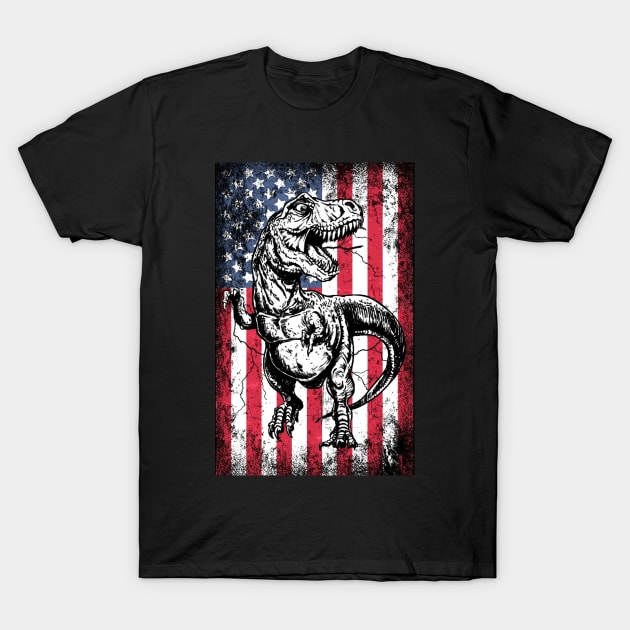 Patriotic T-Rex American Flag T-Shirt by Sinclairmccallsavd